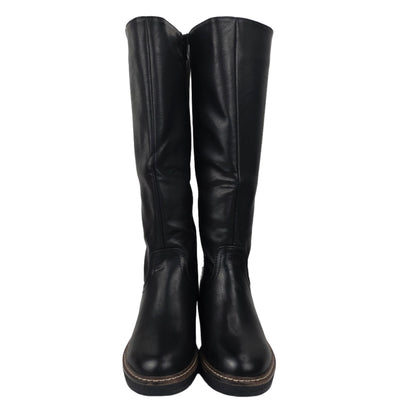 Bota Cuña Cremallera Negra