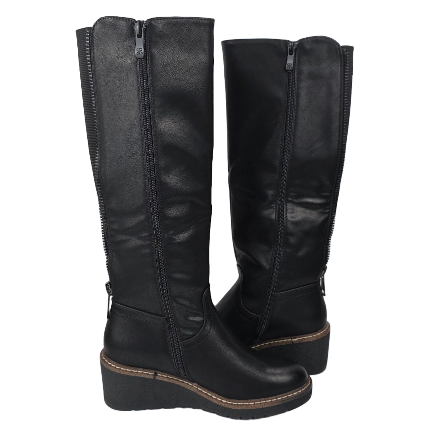 Bota Cuña Cremallera Negra