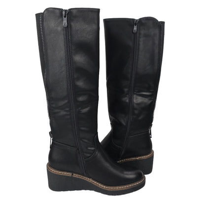 Bota Cuña Cremallera Negra