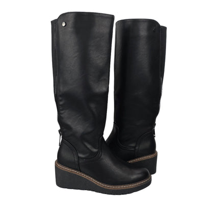 Bota Cuña Cremallera Negra