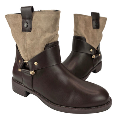 Botín Combinado Marrón/Beige