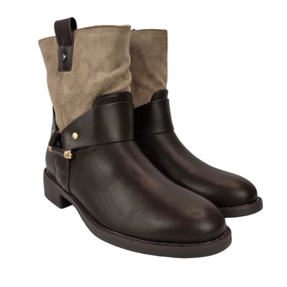 Botín Combinado Marrón/Beige