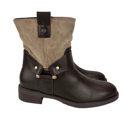 Botín Combinado Marrón/Beige
