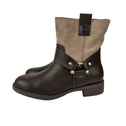Botín Combinado Marrón/Beige