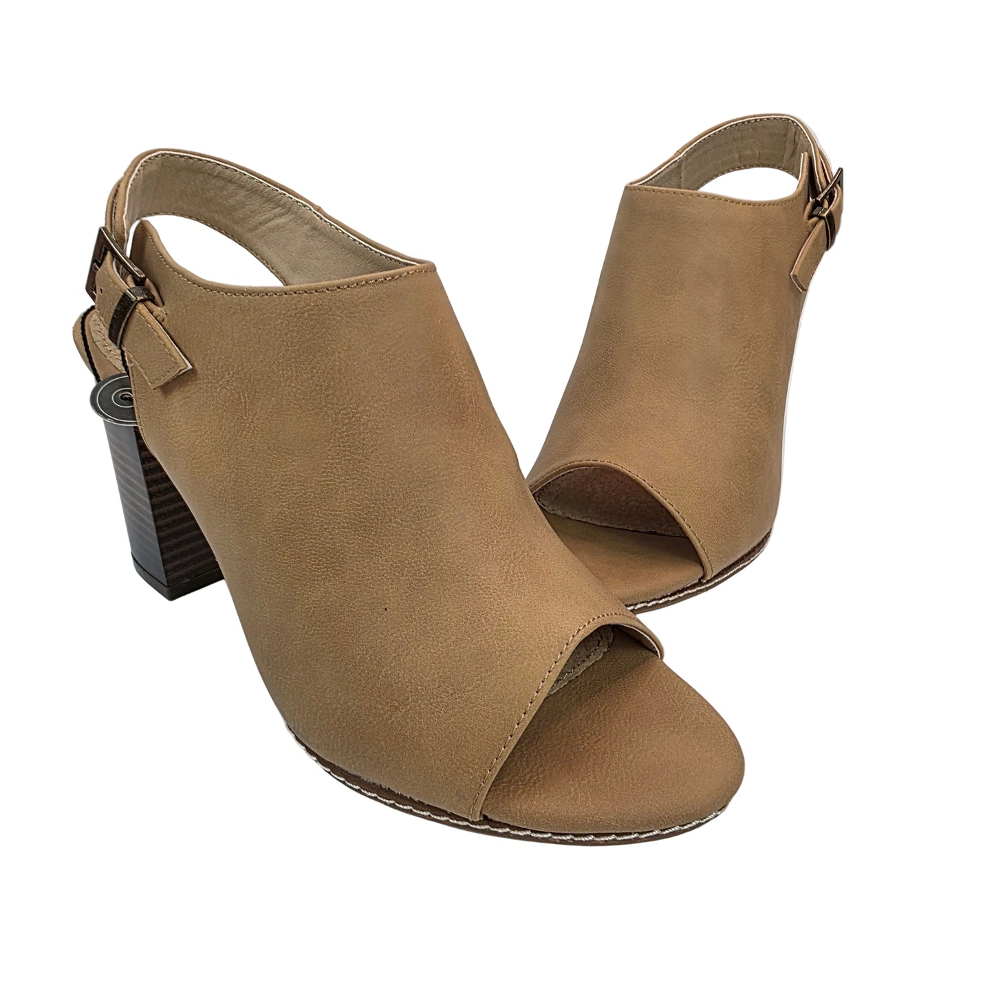 Sandalia Peep-Toe Mustang en Cuero con Tacón Bloque de 8cm