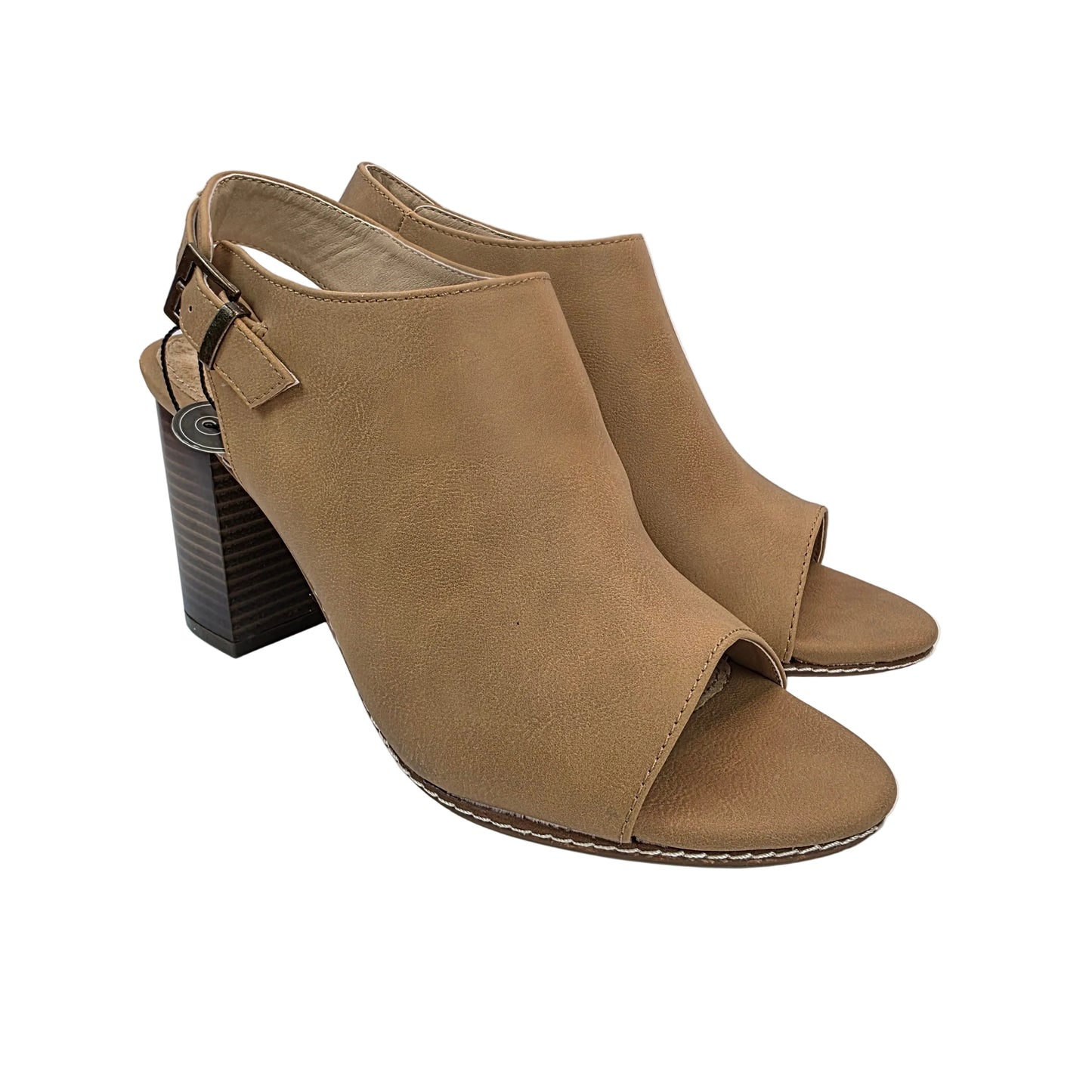 Sandalia Peep-Toe Mustang en Cuero con Tacón Bloque de 8cm