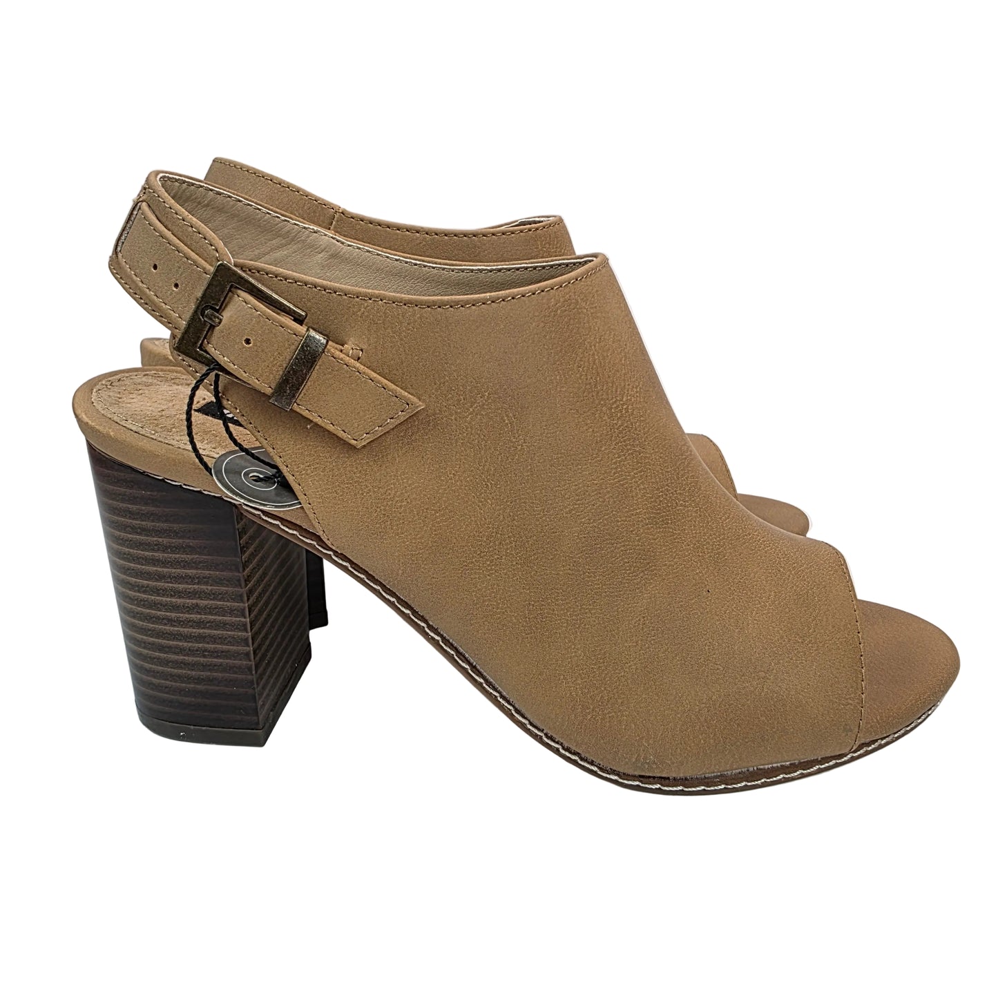 Sandalia Peep-Toe Mustang en Cuero con Tacón Bloque de 8cm