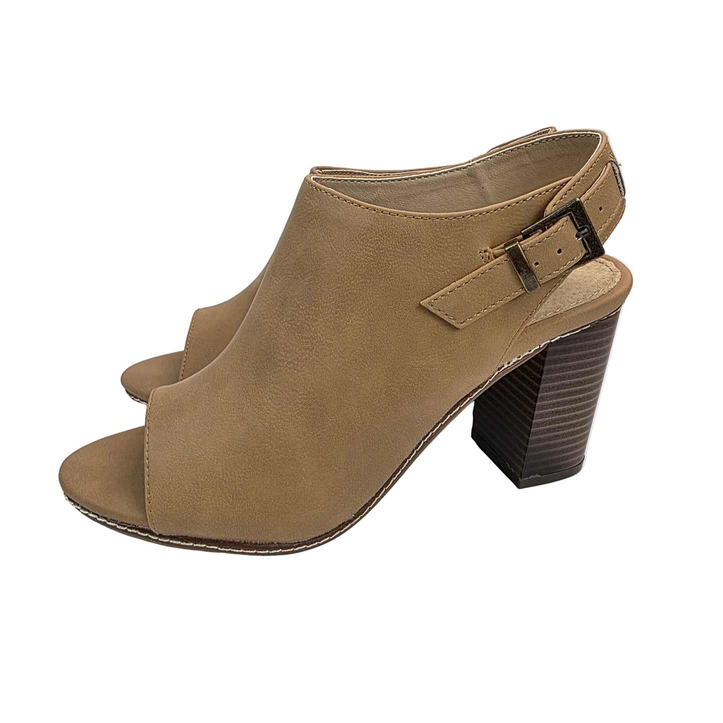 Sandalia Peep-Toe Mustang en Cuero con Tacón Bloque de 8cm