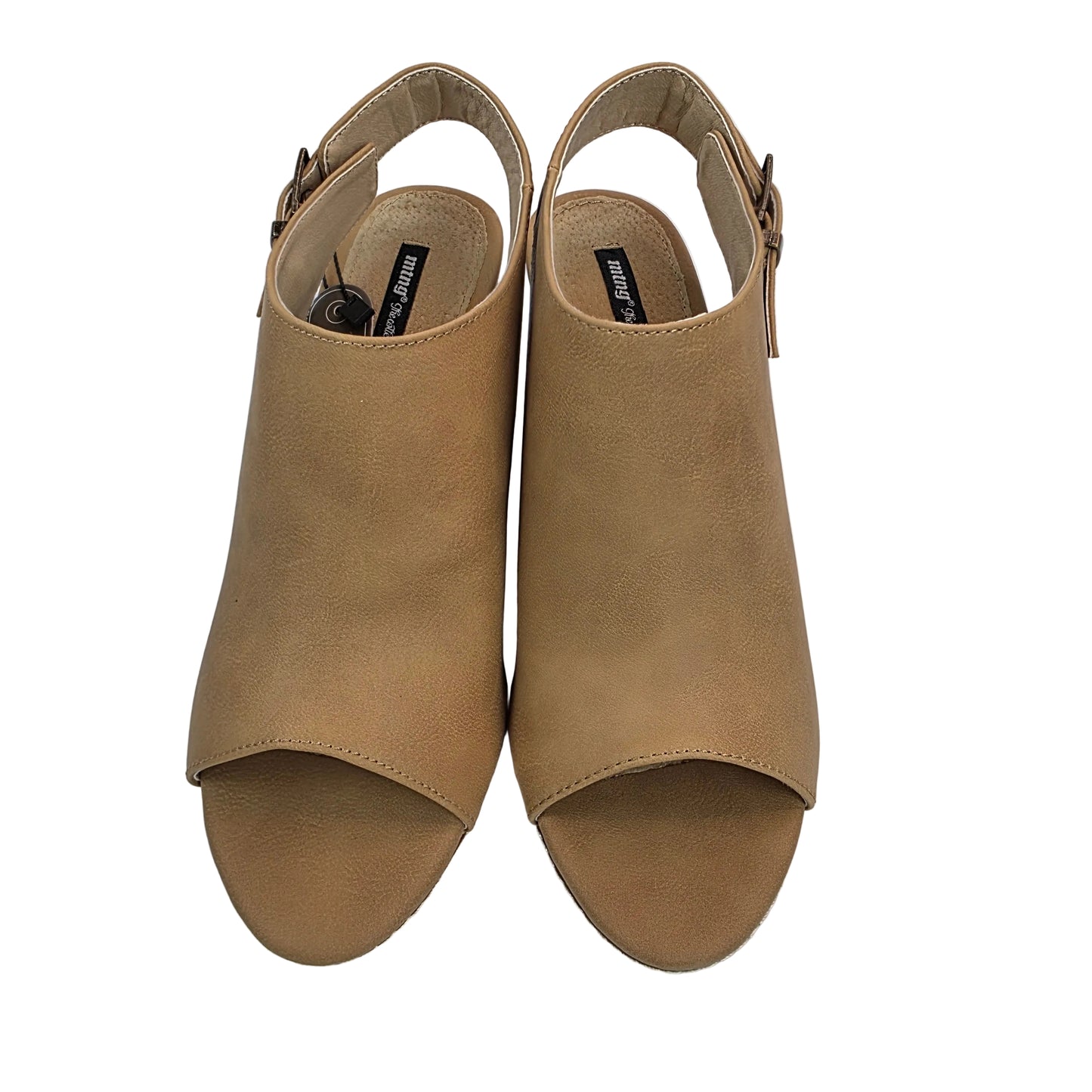 Sandalia Peep-Toe Mustang en Cuero con Tacón Bloque de 8cm