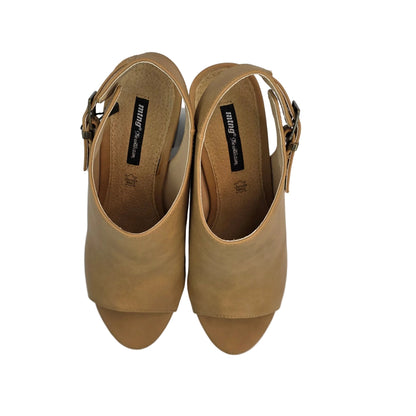 Sandalia Peep-Toe Mustang en Cuero con Tacón Bloque de 8cm