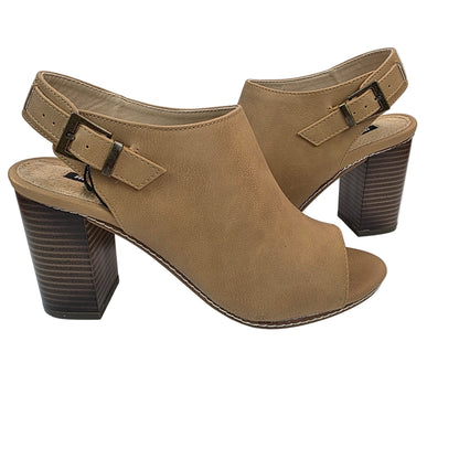 Sandalia Peep-Toe Mustang en Cuero con Tacón Bloque de 8cm
