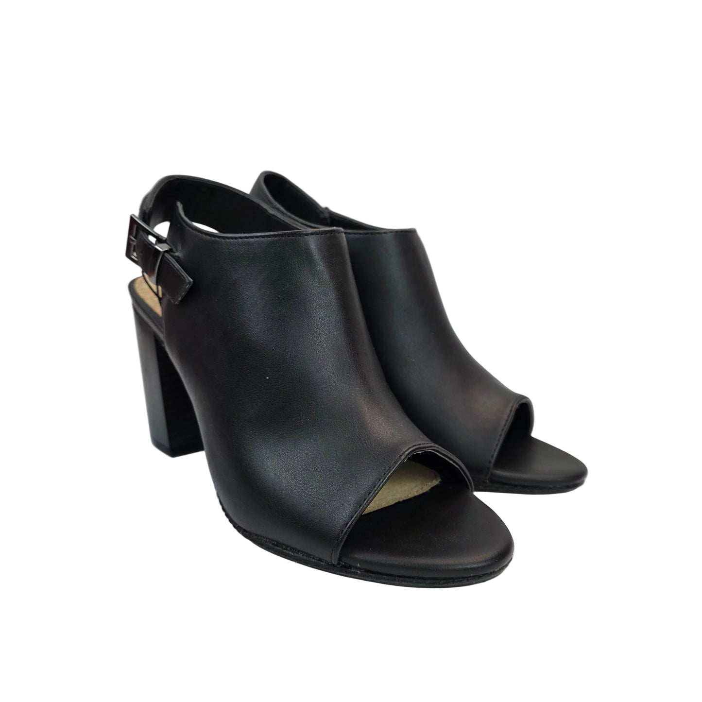 Sandalia Peep-Toe Mustang en Negro con Tacón Bloque de 8cm