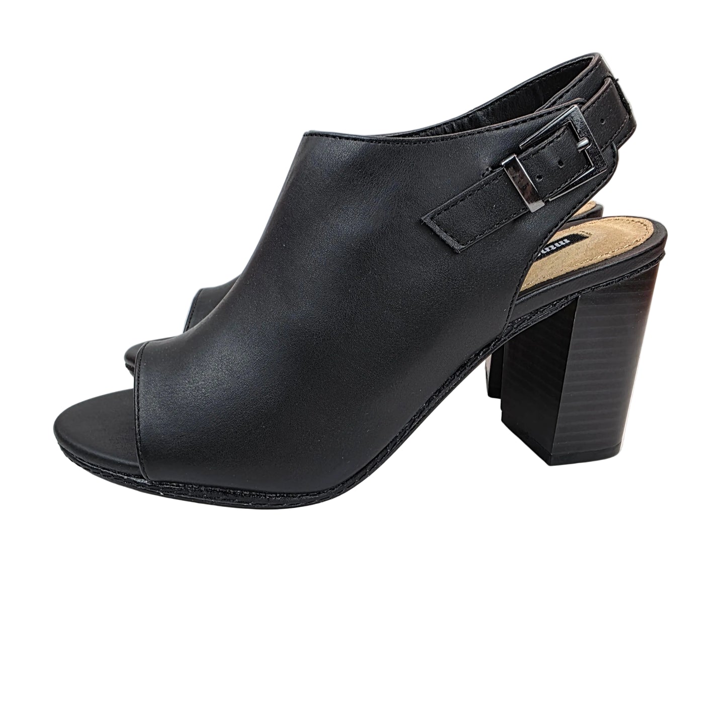 Sandalia Peep-Toe Mustang en Negro con Tacón Bloque de 8cm