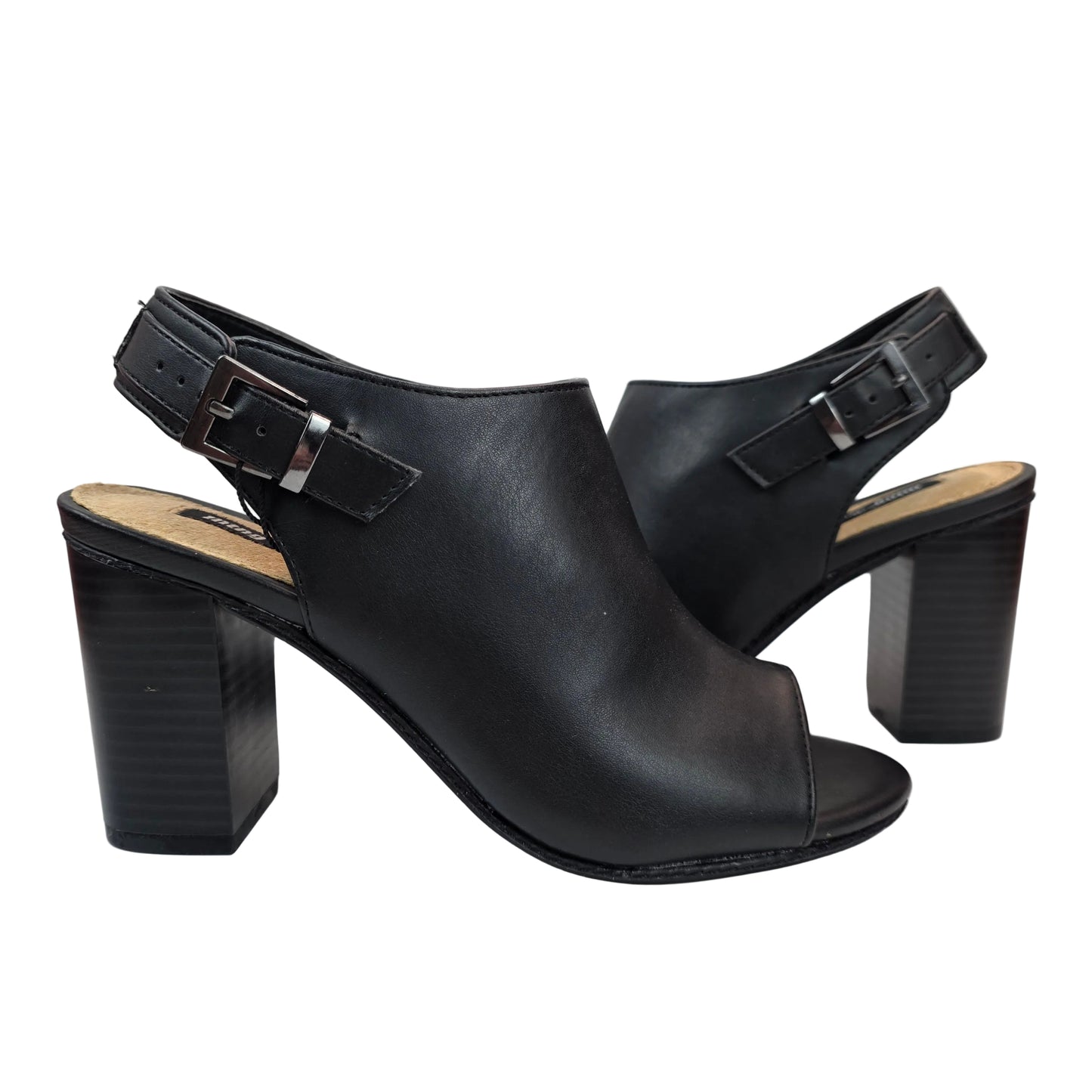 Sandalia Peep-Toe Mustang en Negro con Tacón Bloque de 8cm