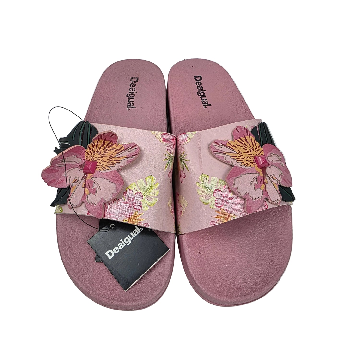Sandalia Pala Desigual Rosa con Flores Tropicales y Relieve 3D