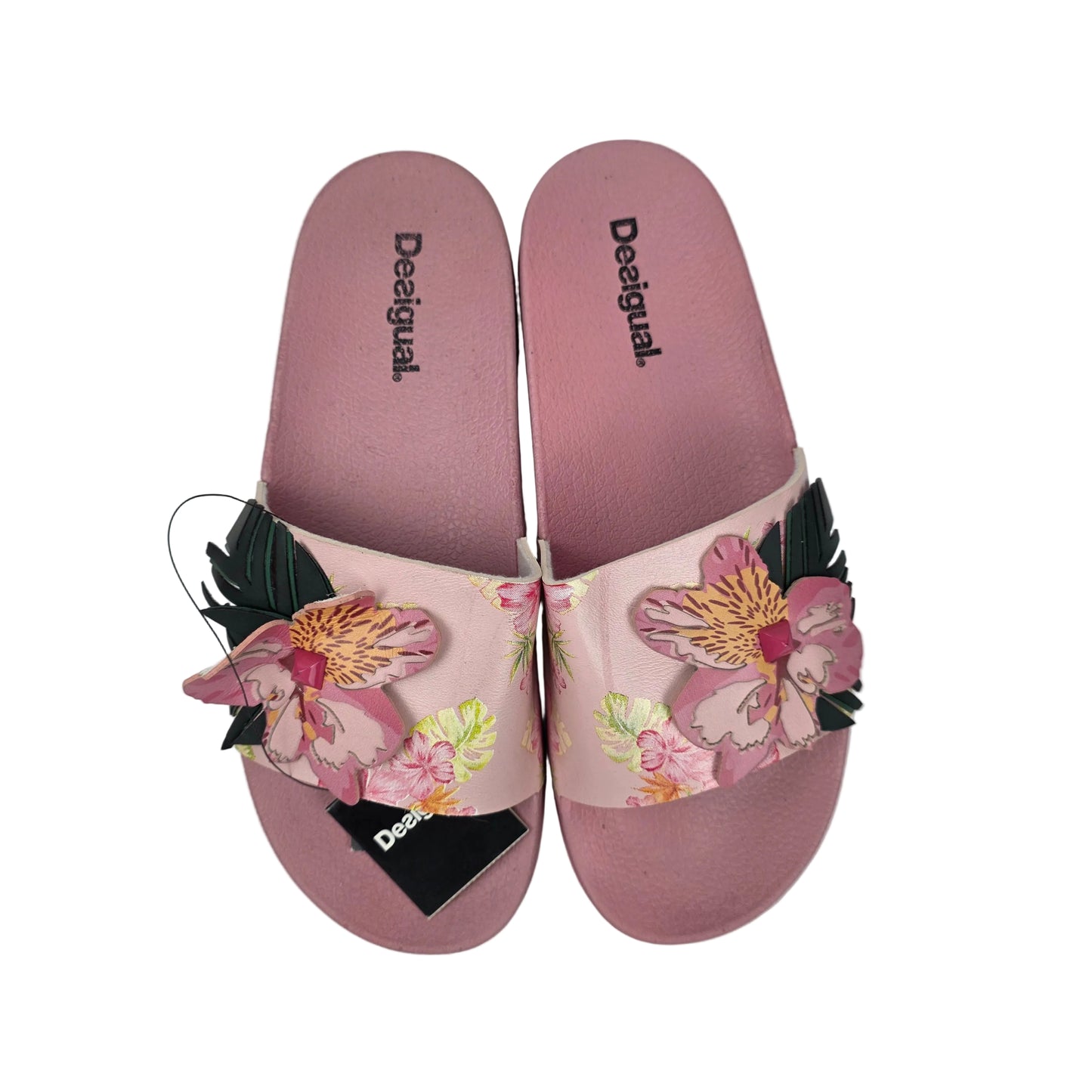 Sandalia Pala Desigual Rosa con Flores Tropicales y Relieve 3D