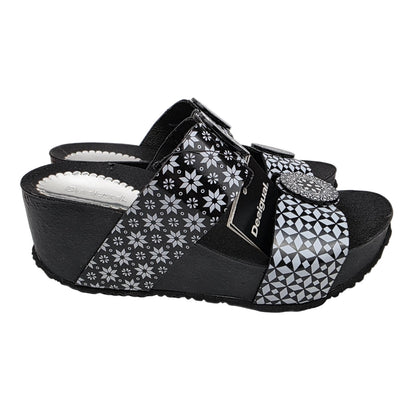 Sandalia de Cuña Desigual Luxury Alhambra Blanco y Negro - Pasarela Concept