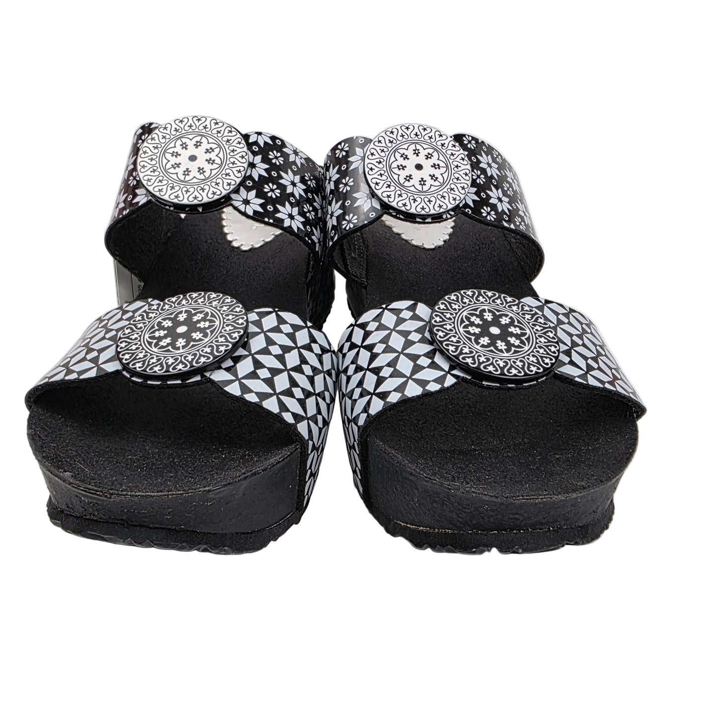 Sandalia de Cuña Desigual Luxury Alhambra Blanco y Negro - Pasarela Concept