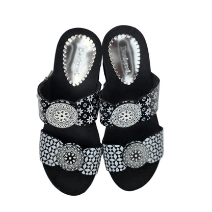 Sandalia de Cuña Desigual Luxury Alhambra Blanco y Negro - Pasarela Concept