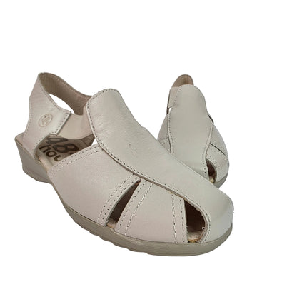Sandalias de Piel 48 Horas Beige con Cuña de Confort y Elásticos
