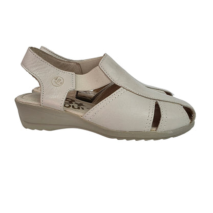 Sandalias de Piel 48 Horas Beige con Cuña de Confort y Elásticos
