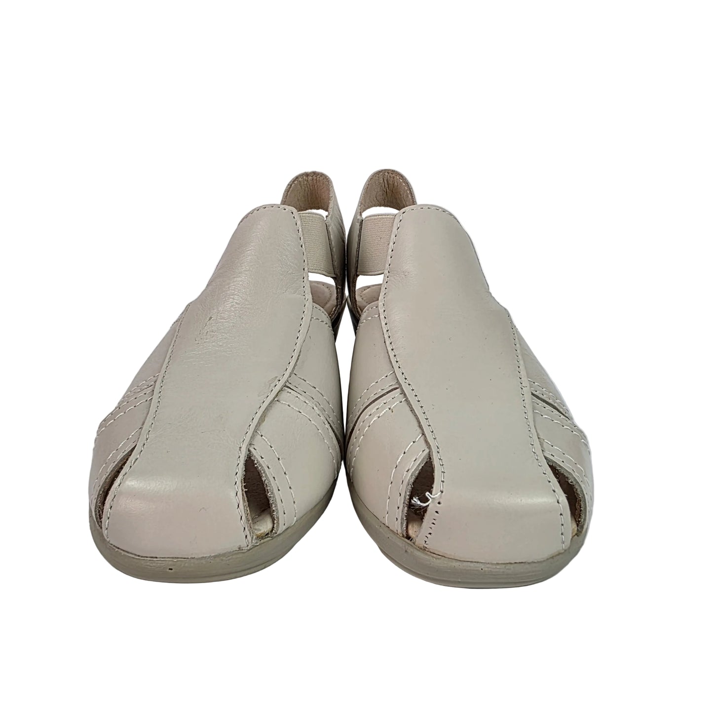 Sandalias de Piel 48 Horas Beige con Cuña de Confort y Elásticos