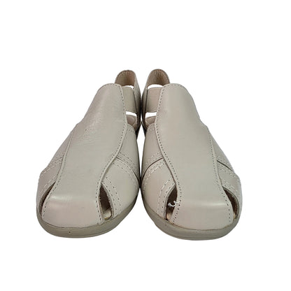 Sandalias de Piel 48 Horas Beige con Cuña de Confort y Elásticos