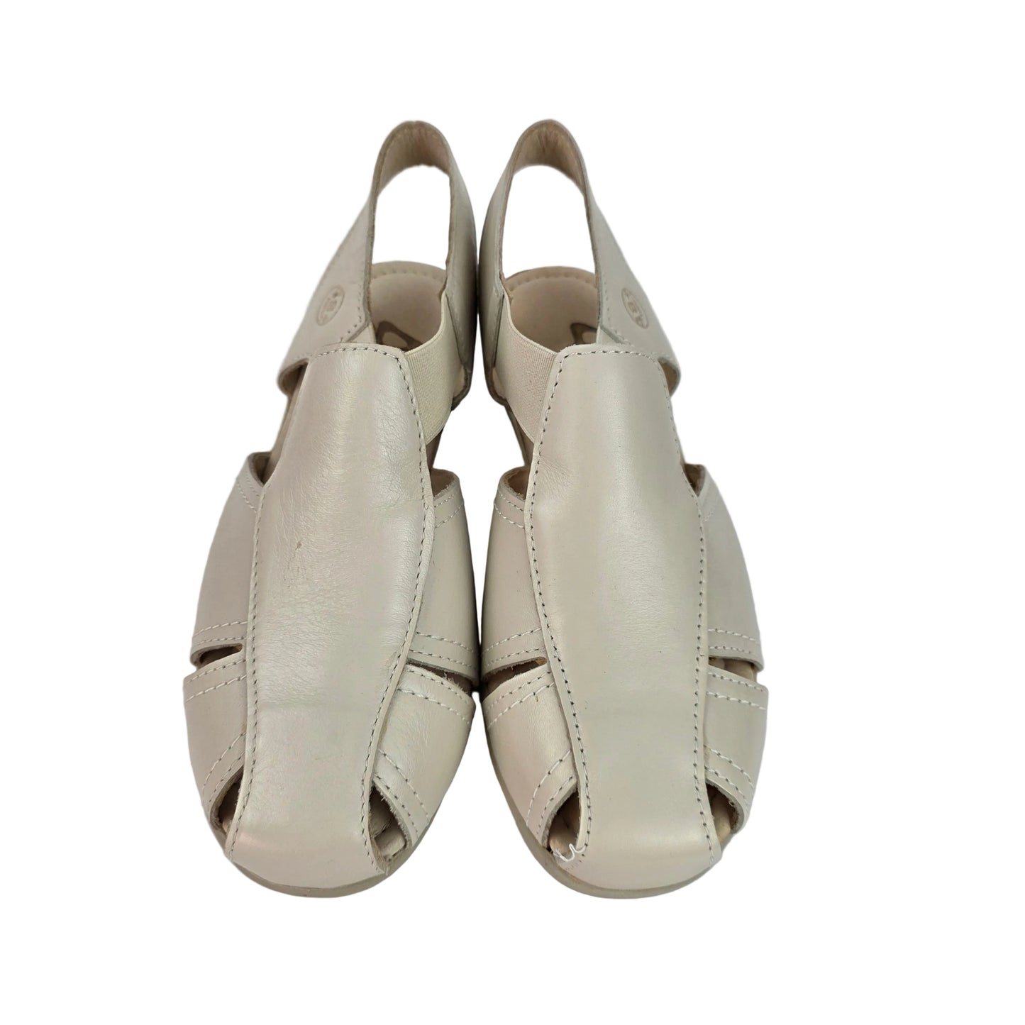 Sandalias de Piel 48 Horas Beige con Cuña de Confort y Elásticos