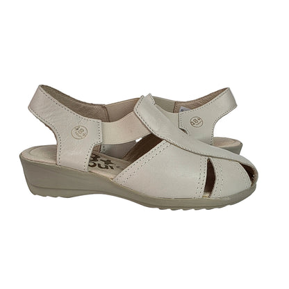 Sandalias de Piel 48 Horas Beige con Cuña de Confort y Elásticos