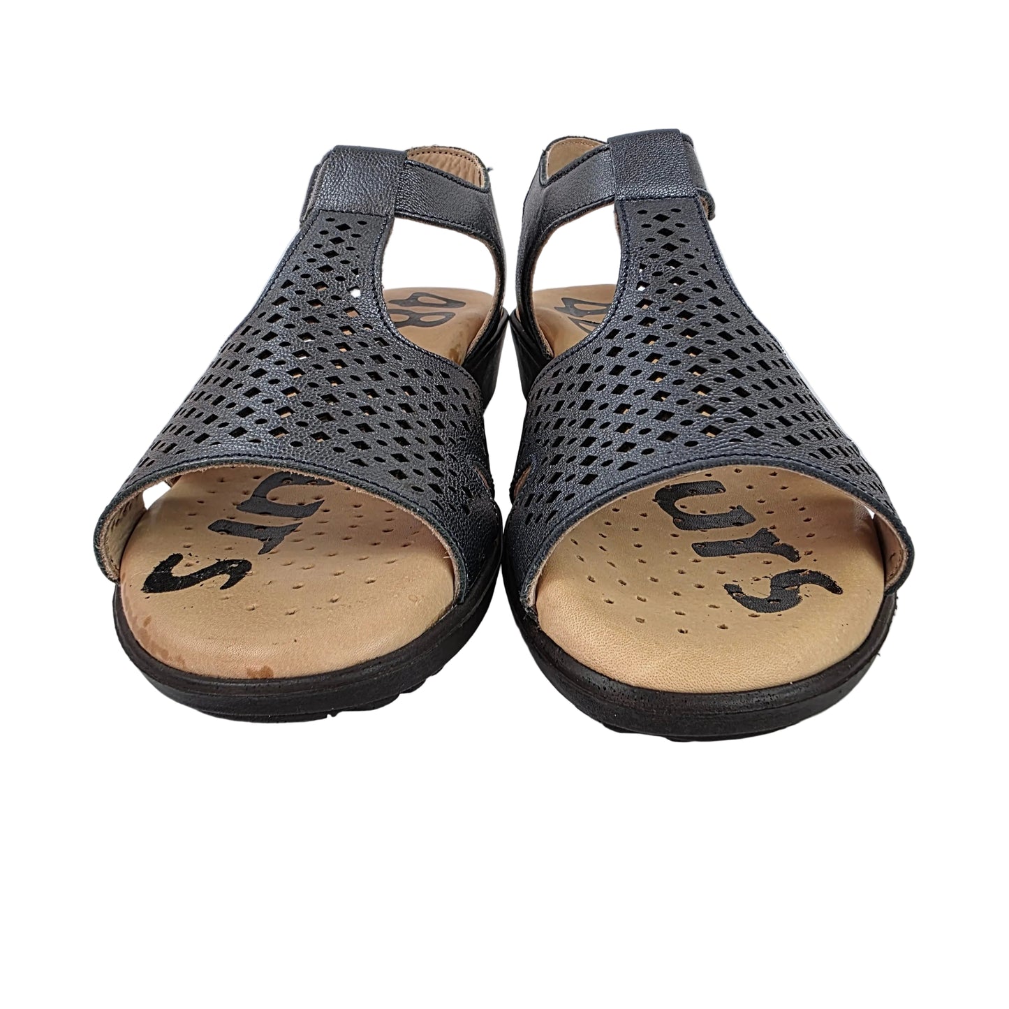 Sandalias 48 Horas de Piel Azul Metalizado con Plantilla de Gel