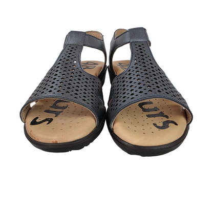 Sandalias 48 Horas de Piel Azul Metalizado con Plantilla de Gel