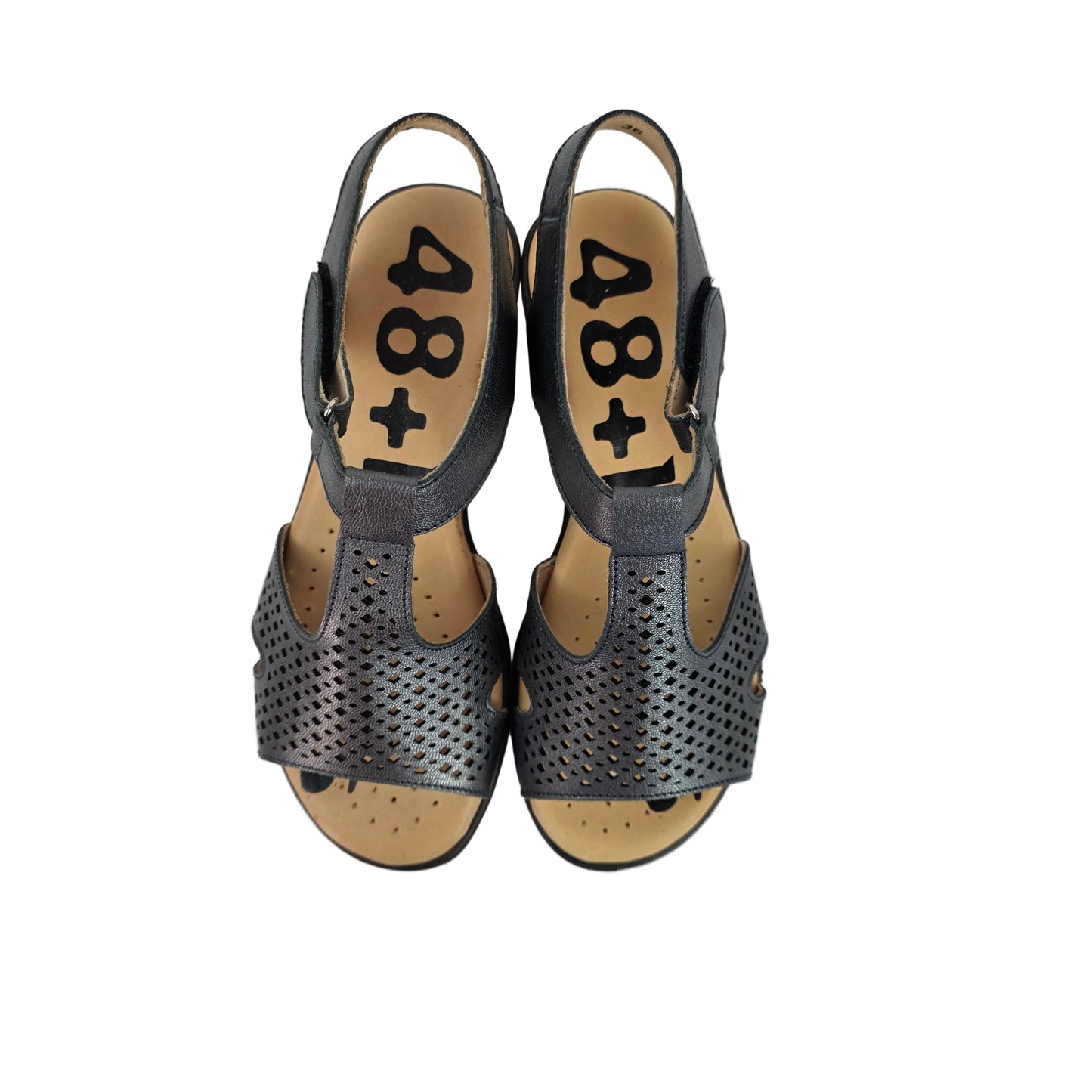 Sandalias 48 Horas de Piel Azul Metalizado con Plantilla de Gel