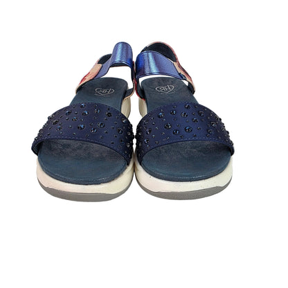 Sandalias Joya Pasarela Concept Azules con Strass y Estampado Floral