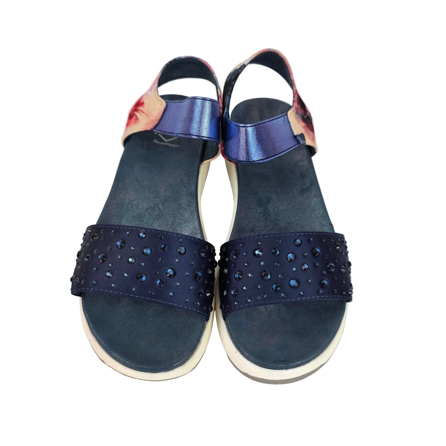 Sandalias Joya Pasarela Concept Azules con Strass y Estampado Floral