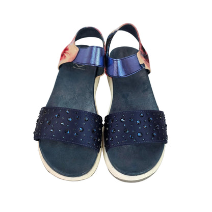 Sandalias Joya Pasarela Concept Azules con Strass y Estampado Floral