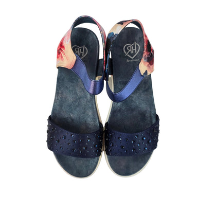 Sandalias Joya Pasarela Concept Azules con Strass y Estampado Floral