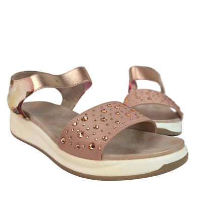 Sandalias Joya Pasarela Concept Rosa Maquillaje con Strass y Estampado Floral