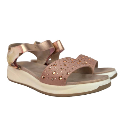Sandalias Joya Pasarela Concept Rosa Maquillaje con Strass y Estampado Floral