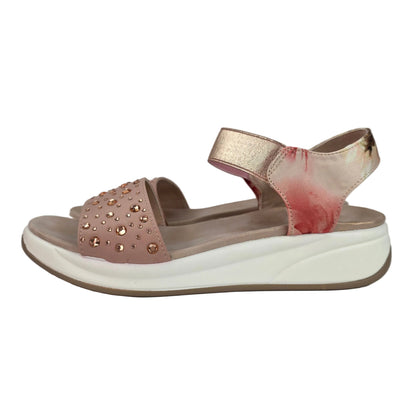 Sandalias Joya Pasarela Concept Rosa Maquillaje con Strass y Estampado Floral