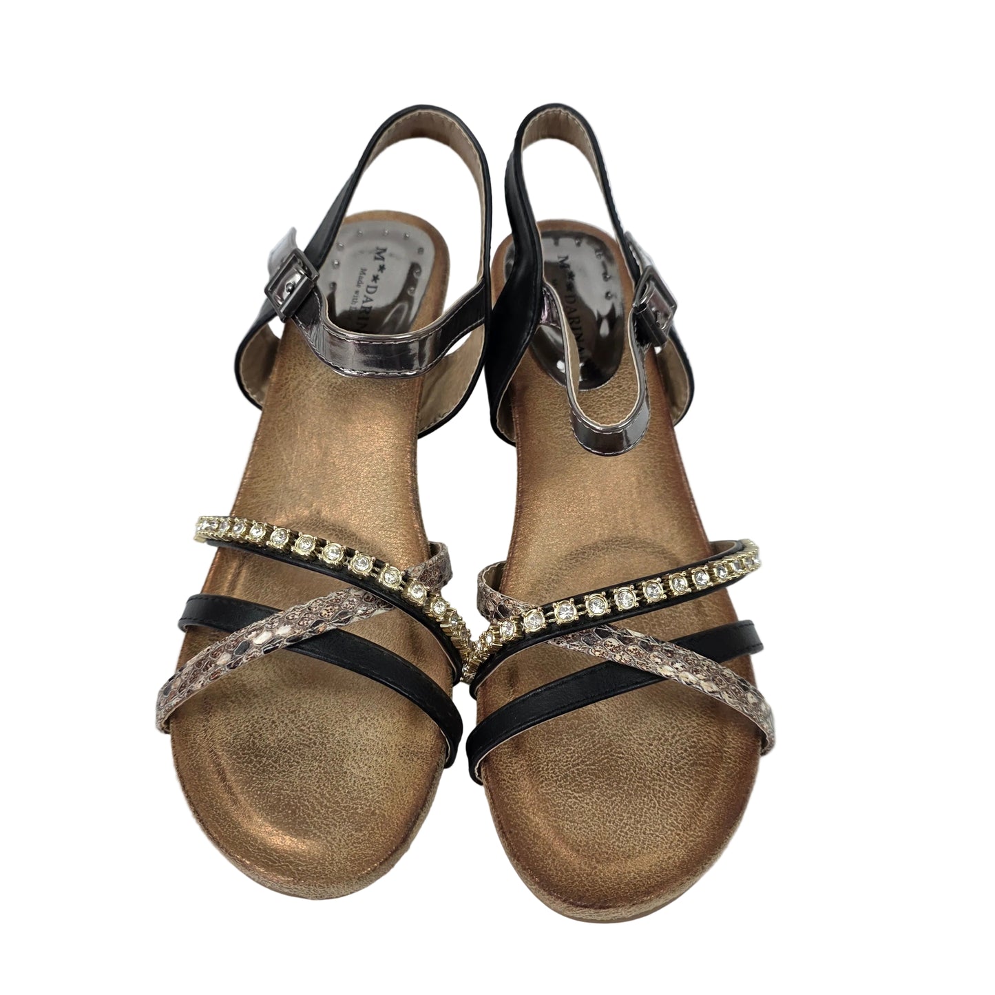 Sandalias de Tacón Pasarela Concept Multi-textura con Strass y Plata Metalizado