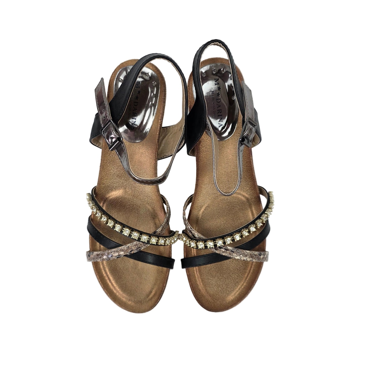 Sandalias de Tacón Pasarela Concept Multi-textura con Strass y Plata Metalizado