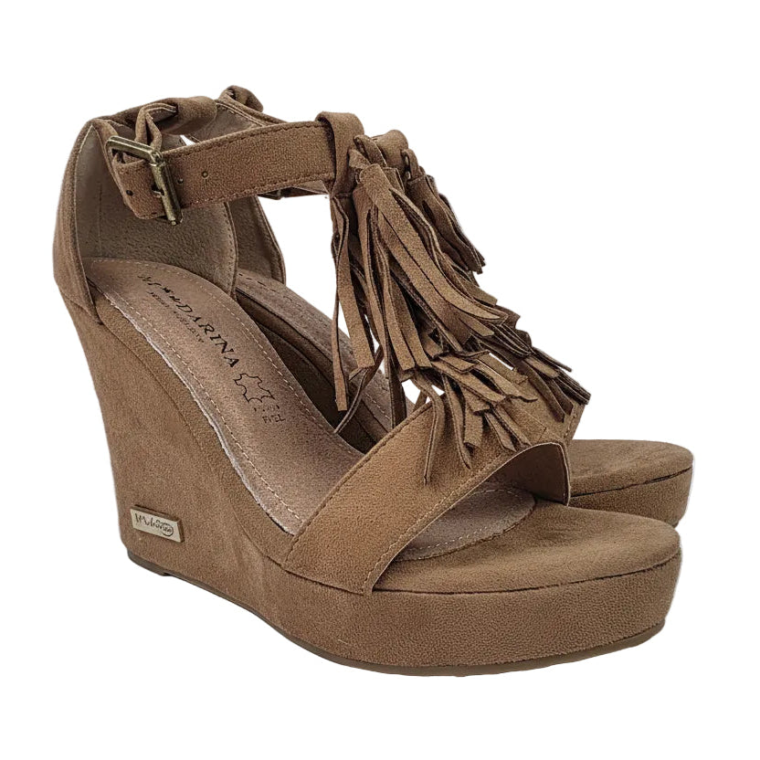 Sandalias de Cuña Pasarela Concept Cuero con Flecos - Estilo Boho y Plantilla de Piel