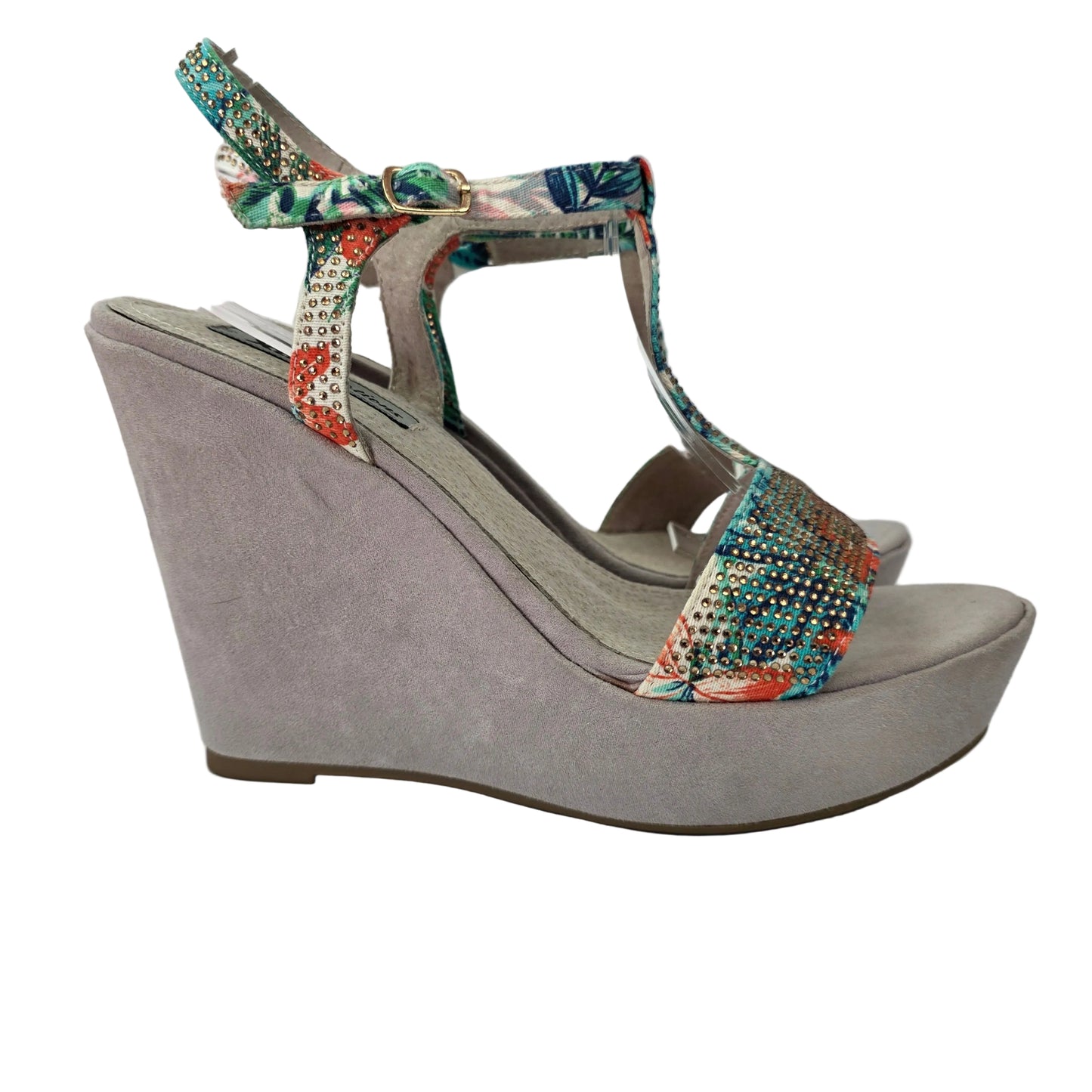 Sandalia de Cuña Xti con Estampado Tropical y Pedrería - Selección Pasarela Concept