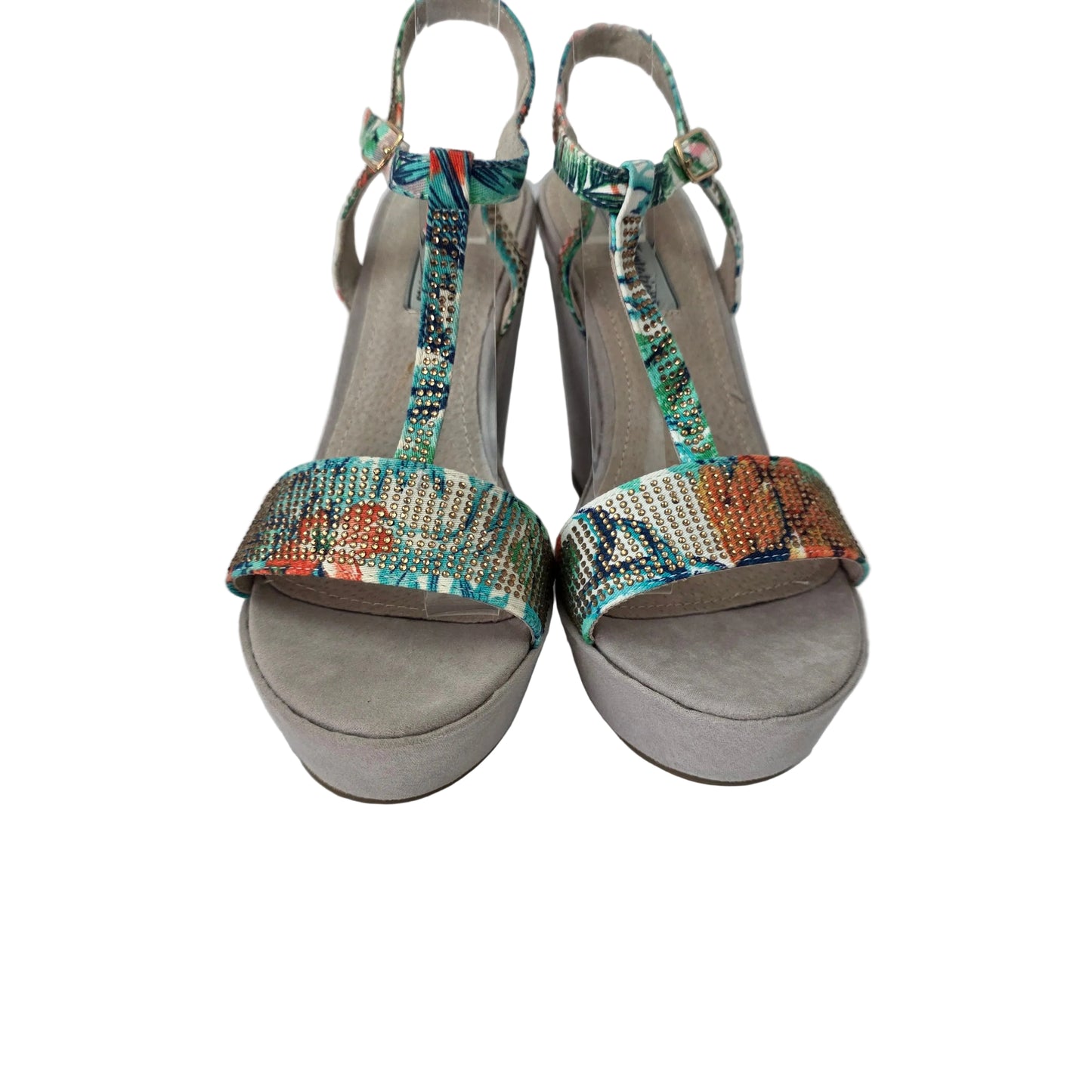 Sandalia de Cuña Xti con Estampado Tropical y Pedrería - Selección Pasarela Concept