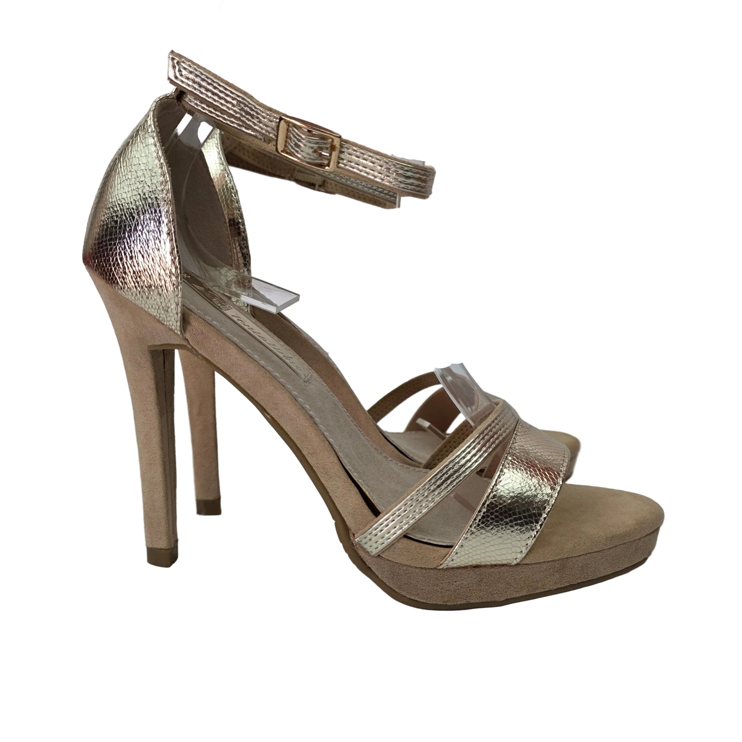 Sandalia de Tacón Xti Nude y Champagne Metalizado – Pasarela Concept