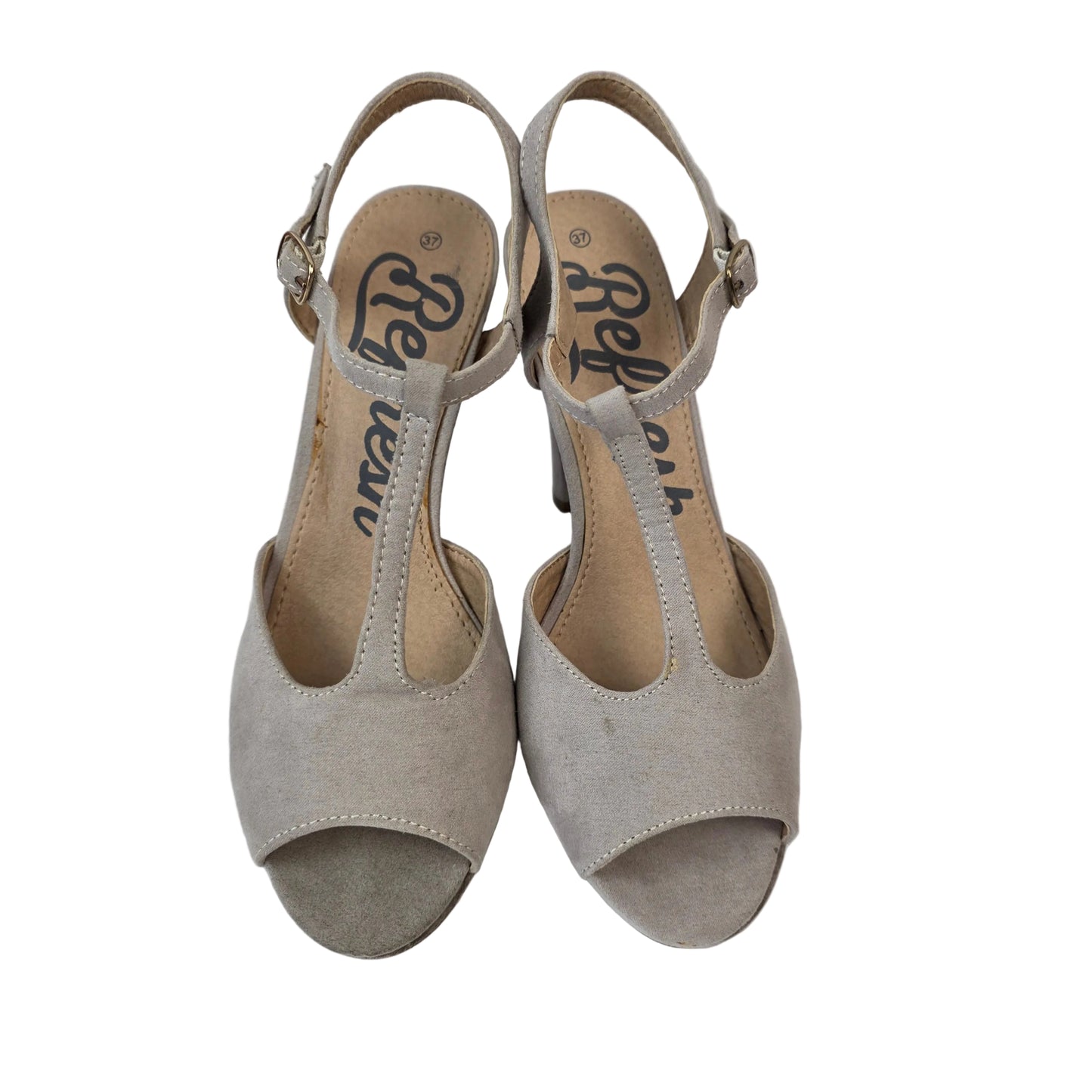 Sandalia de Tacón Refresh Color Hielo en Antelina con Tira en T – Pasarela Concept