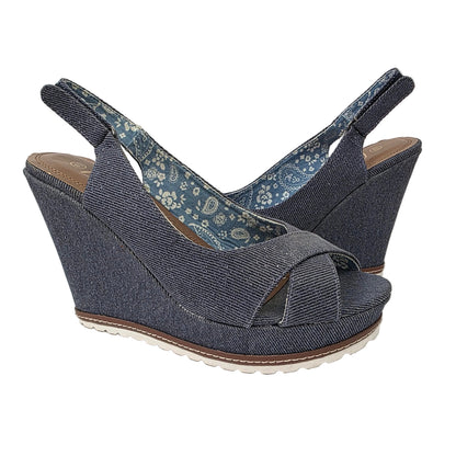 Sandalia de Cuña Refresh Vaquera Denim con Forro Floral – Pasarela Concept