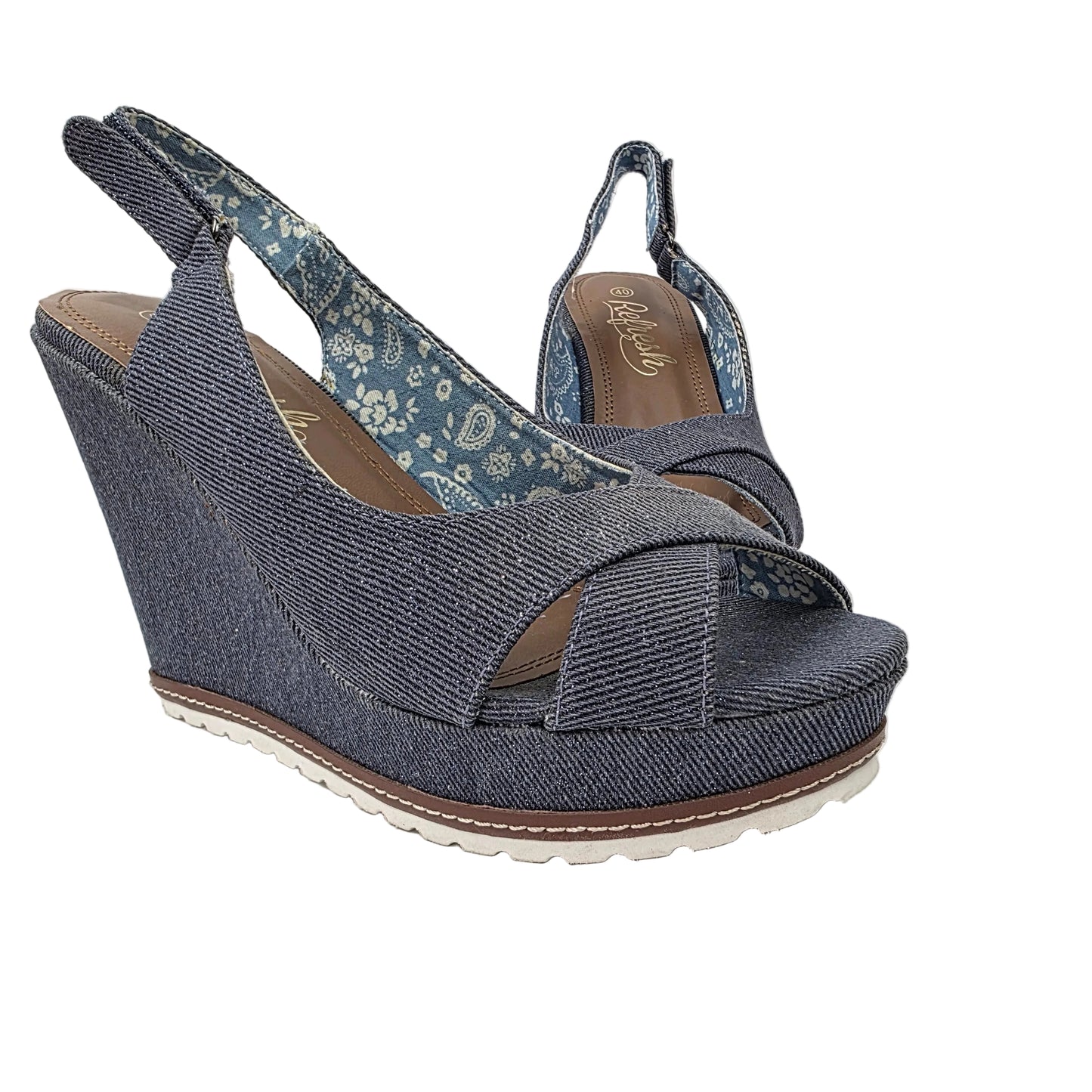Sandalia de Cuña Refresh Vaquera Denim con Forro Floral – Pasarela Concept