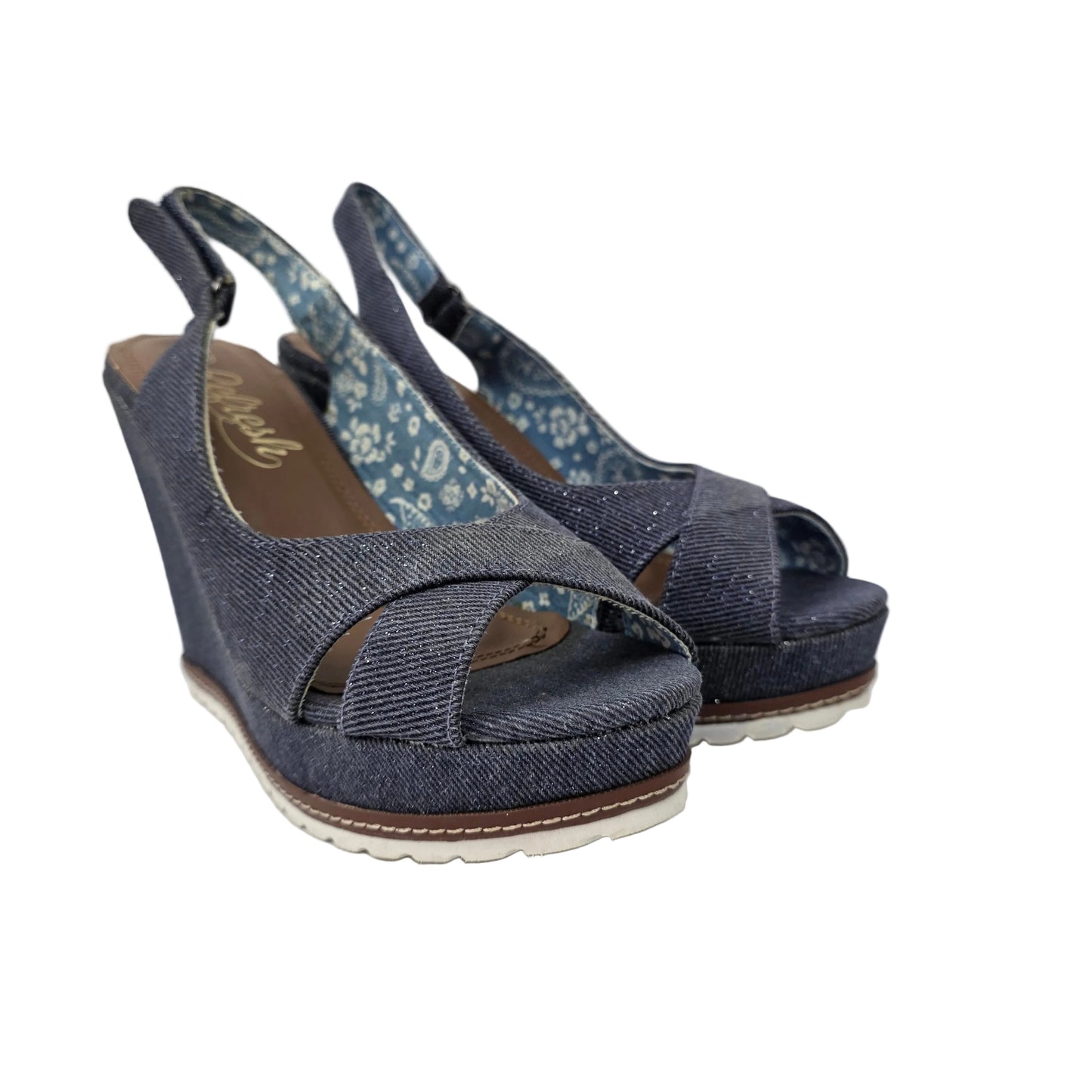Sandalia de Cuña Refresh Vaquera Denim con Forro Floral – Pasarela Concept