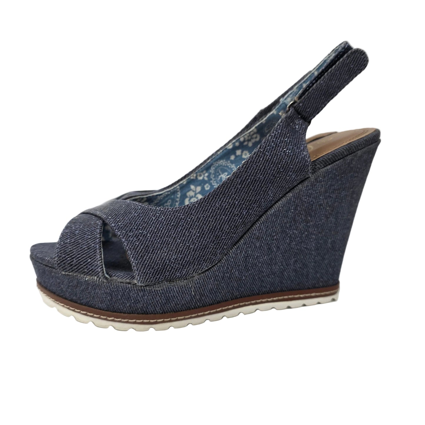 Sandalia de Cuña Refresh Vaquera Denim con Forro Floral – Pasarela Concept